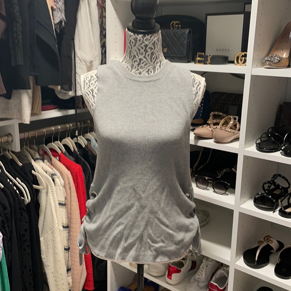 Gray sweater tank with side ties